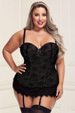 Black Lace Overlay Bustier and G-String