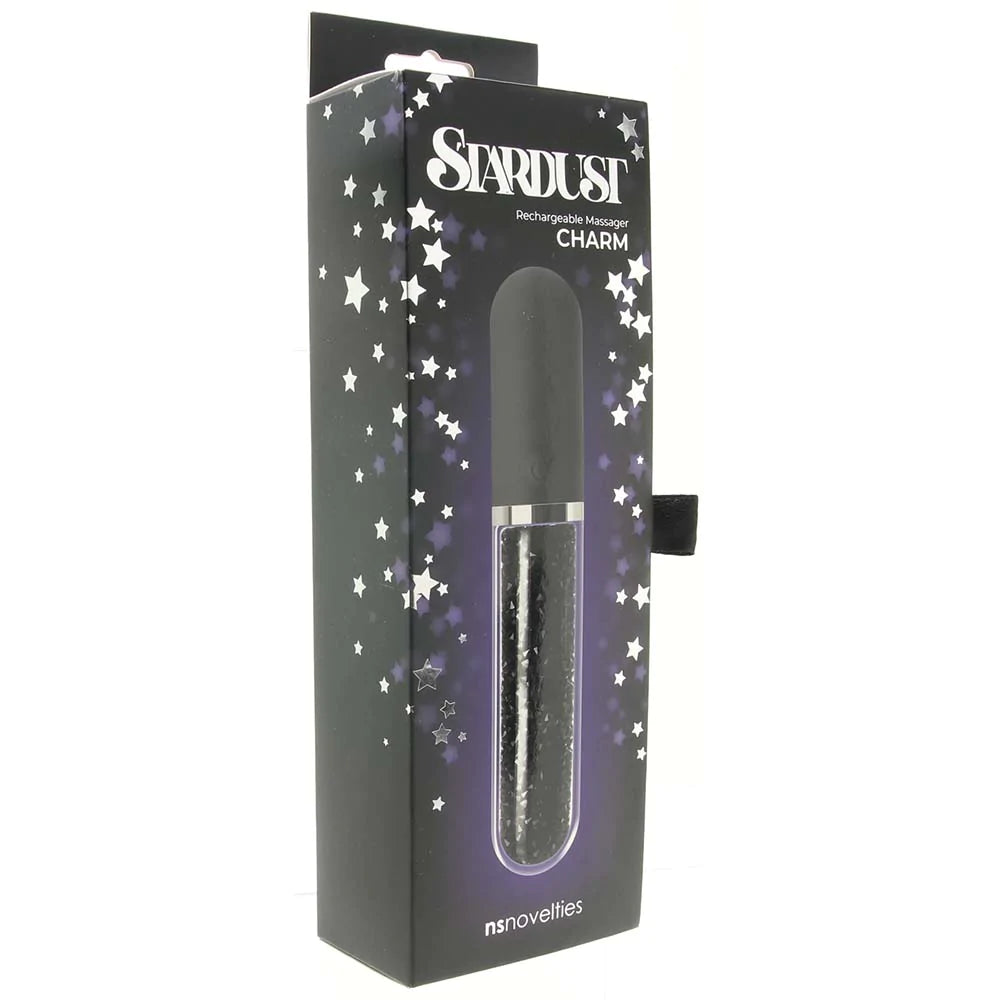 Stardust Charm Rechargeable Glass Vibe in Black